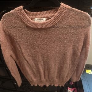 Zenana Outfitters Women's Dusty Rose Crew Neck Sweater
